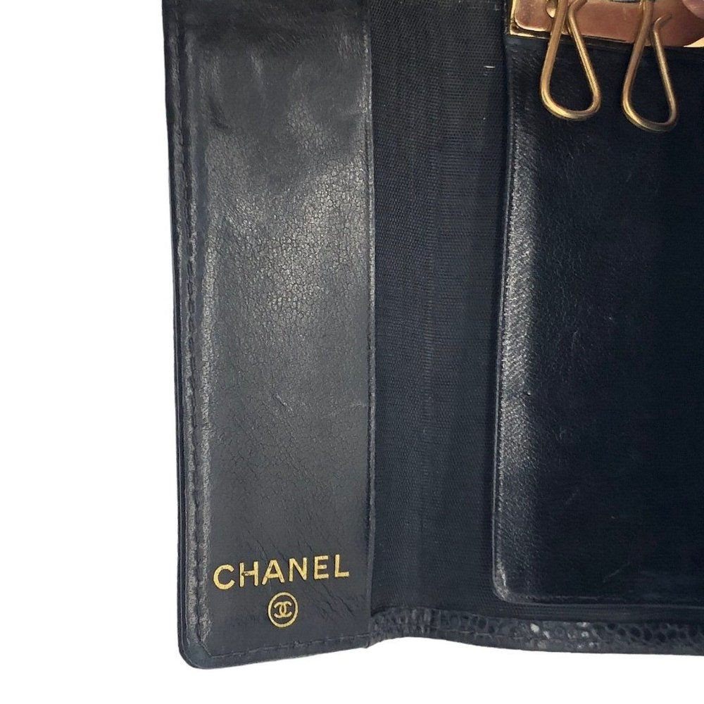 CHANEL Black Caviar Leather 6 Key Holder Case Wallet with Pouch - 4.24"x2.75" - Picture 6 of 16
